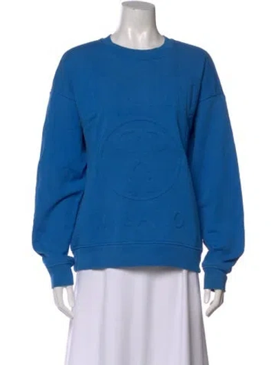 Pre-owned Moschino Graphic Print Crew Neck Sweatshirt In Blue