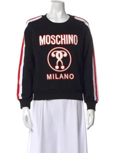 Pre-owned Moschino Graphic Print Crew Neck Sweatshirt In Blue