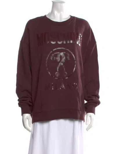 Pre-owned Moschino Graphic Print Crew Neck Sweatshirt In Burgundy