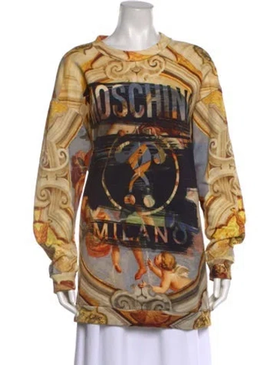 Pre-owned Moschino Graphic Print Crew Neck Sweatshirt In Neutral