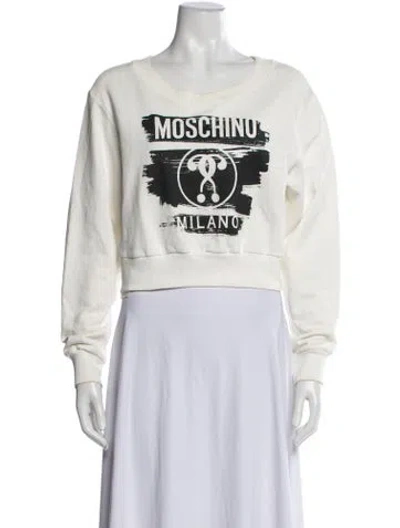 Pre-owned Moschino Graphic Print Crew Neck Sweatshirt In Neutrals