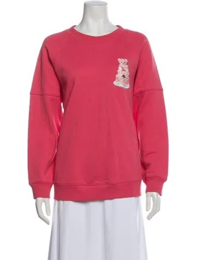 Pre-owned Moschino Graphic Print Crew Neck Sweatshirt In Pink