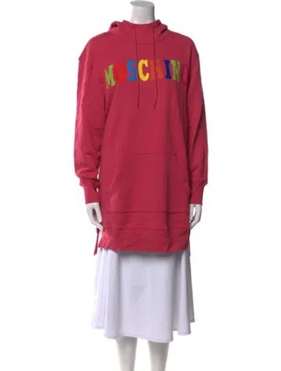 Pre-owned Moschino Graphic Print Crew Neck Sweatshirt In Pink