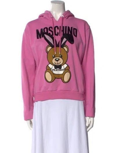 Pre-owned Moschino Graphic Print Crew Neck Sweatshirt In Pink