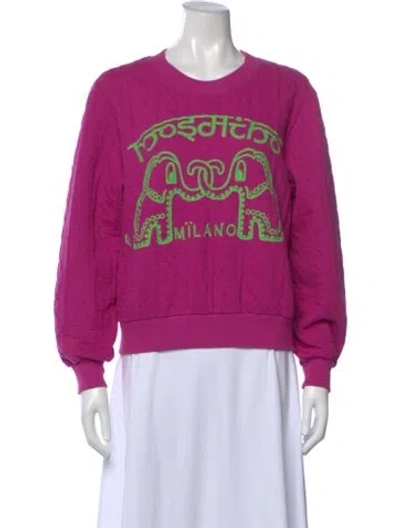 Pre-owned Moschino Graphic Print Crew Neck Sweatshirt In Purple