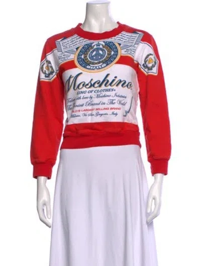 Pre-owned Moschino Graphic Print Crew Neck Sweatshirt In Red