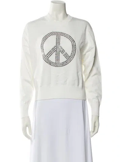 Pre-owned Moschino Graphic Print Crew Neck Sweatshirt W/ Tags In White