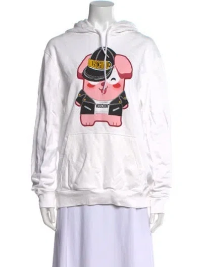 Pre-owned Moschino Graphic Print Crew Neck Sweatshirt In White
