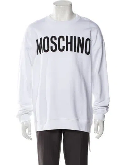 Pre-owned Moschino Graphic Print Crew Neck Sweatshirt In White