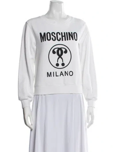 Pre-owned Moschino Graphic Print Crew Neck Sweatshirt In White