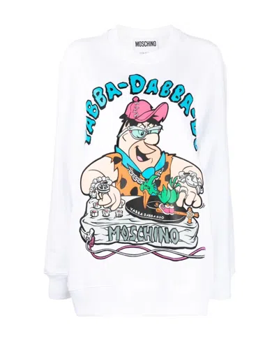 Moschino Graphic-print Crew Neck Sweatshirt In White