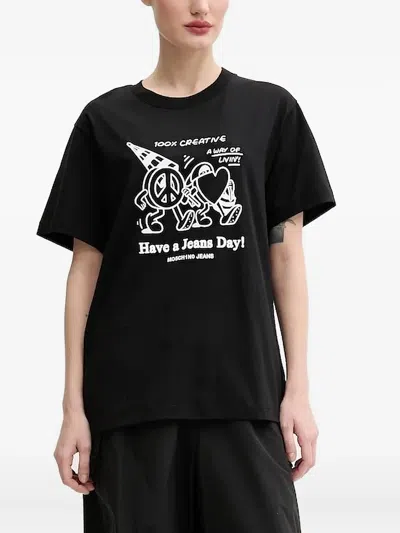 Moschino Graphic-print Crew-neck T-shirt In Black