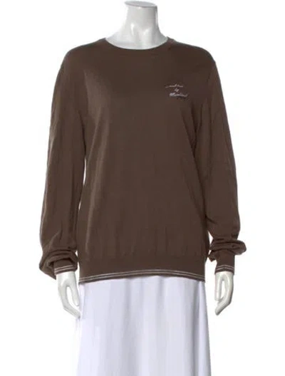 Pre-owned Moschino Graphic Print Crew Neck Top In Brown