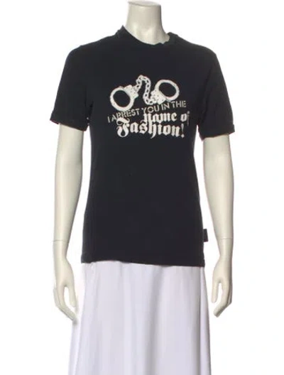 Pre-owned Moschino Graphic Print Crew Neck T-shirt In Black