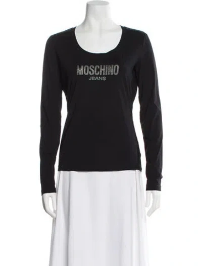 Pre-owned Moschino Graphic Print Crew Neck T-shirt In Black