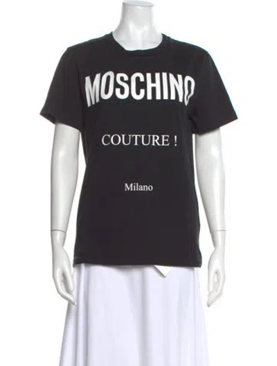 Pre-owned Moschino Graphic Print Crew Neck T-shirt In Black