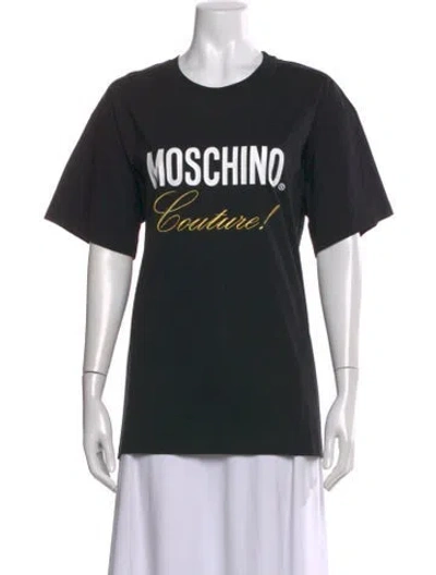 Pre-owned Moschino Graphic Print Crew Neck T-shirt In Black