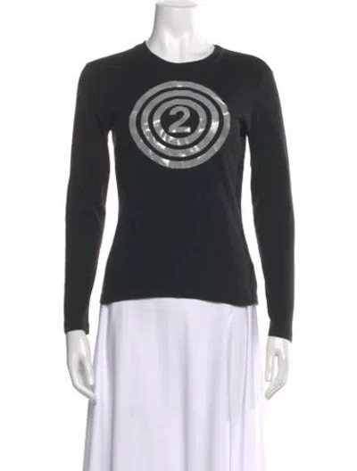 Pre-owned Moschino Graphic Print Crew Neck T-shirt In Black