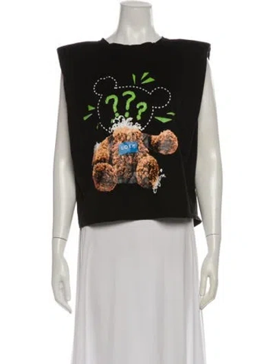 Pre-owned Moschino Graphic Print Crew Neck T-shirt In Black