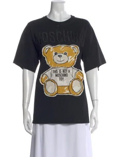 Pre-owned Moschino Graphic Print Crew Neck T-shirt In Black