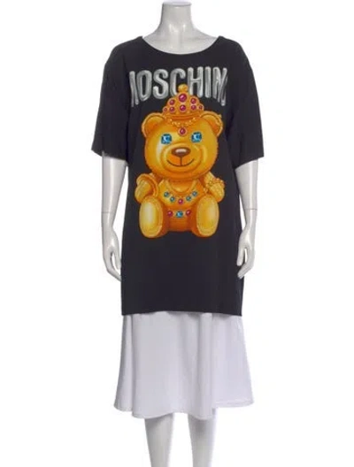 Pre-owned Moschino Graphic Print Crew Neck T-shirt In Black