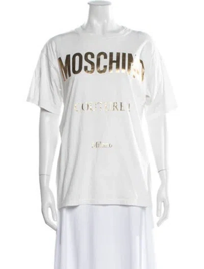 Pre-owned Moschino Graphic Print Crew Neck T-shirt In Black