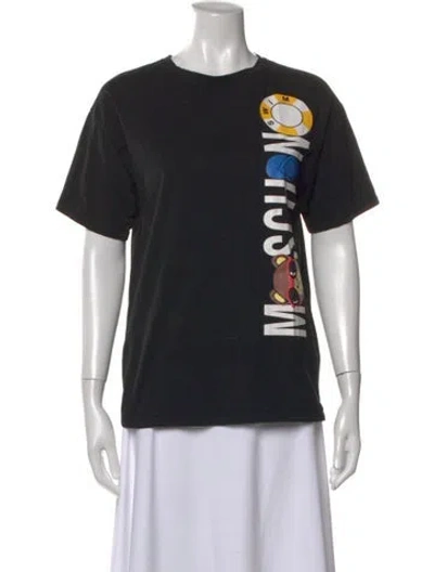 Pre-owned Moschino Graphic Print Crew Neck T-shirt In Black