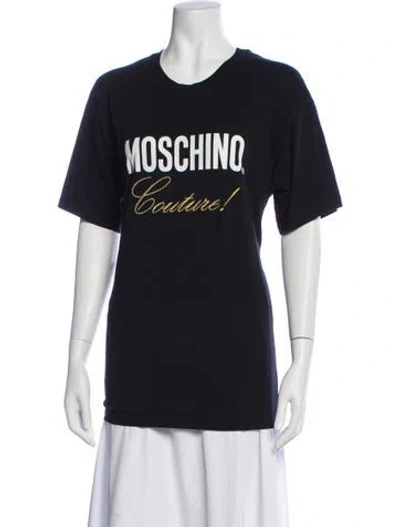 Pre-owned Moschino Graphic Print Crew Neck T-shirt In Blue