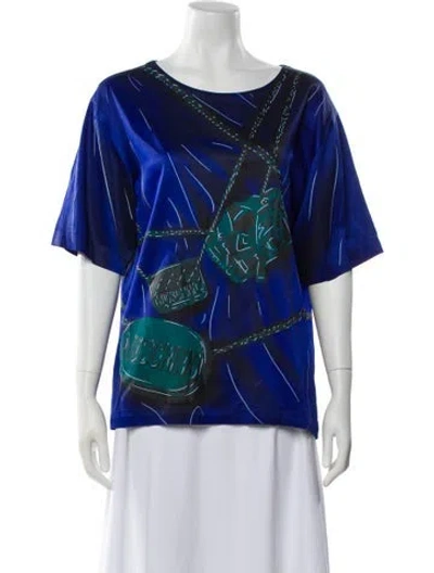 Pre-owned Moschino Graphic Print Crew Neck T-shirt In Blue
