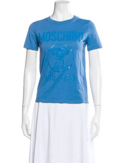 Pre-owned Moschino Graphic Print Crew Neck T-shirt In Blue