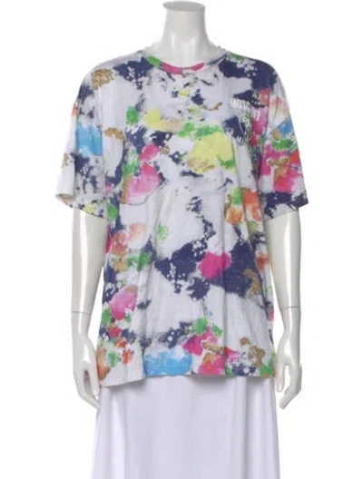 Pre-owned Moschino Graphic Print Crew Neck T-shirt In Blue