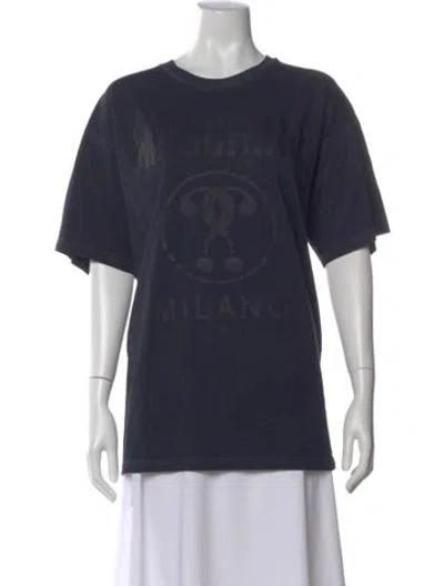 Pre-owned Moschino Graphic Print Crew Neck T-shirt In Blue