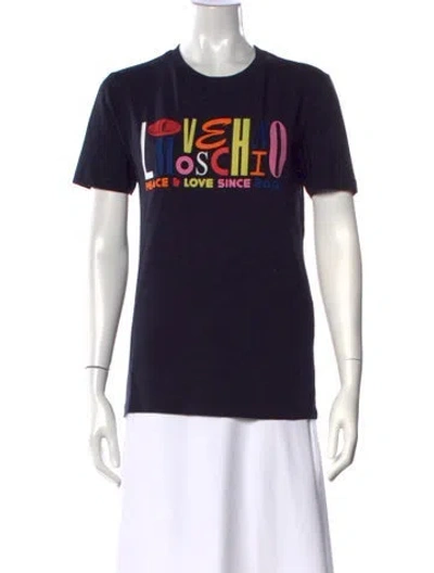 Pre-owned Moschino Graphic Print Crew Neck T-shirt In Blue