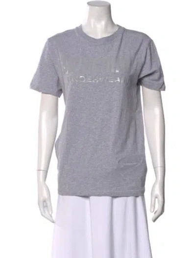 Pre-owned Moschino Graphic Print Crew Neck T-shirt In Gray