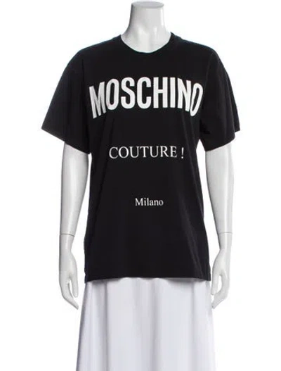 Pre-owned Moschino Graphic Print Crew Neck T-shirt In Gray