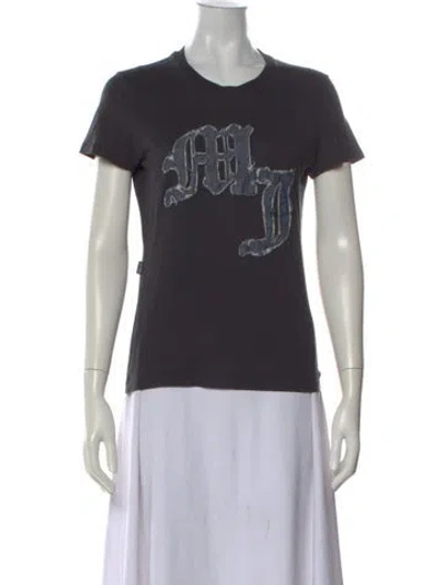 Pre-owned Moschino Graphic Print Crew Neck T-shirt In Gray