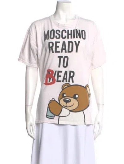 Pre-owned Moschino Graphic Print Crew Neck T-shirt In Neutral