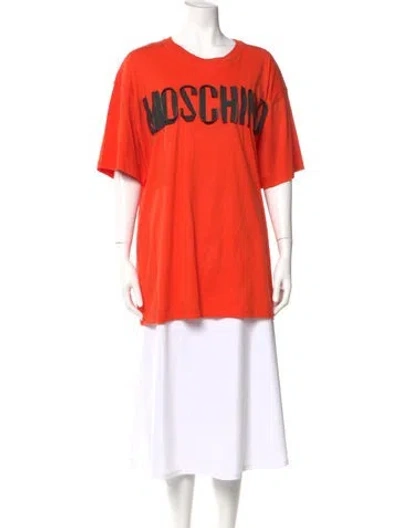 Pre-owned Moschino Graphic Print Crew Neck T-shirt In Orange