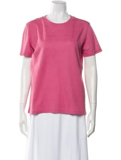 Pre-owned Moschino Graphic Print Crew Neck T-shirt In Pink