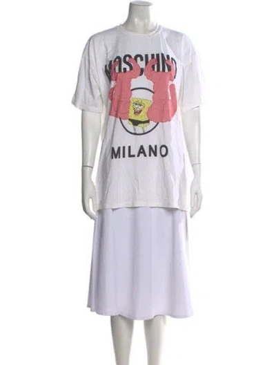 Pre-owned Moschino Graphic Print Crew Neck T-shirt In Pink