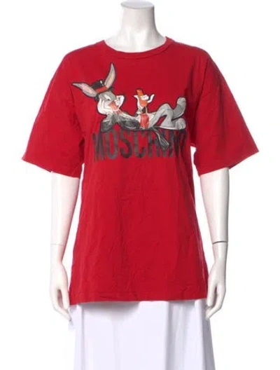 Pre-owned Moschino Graphic Print Crew Neck T-shirt In Red