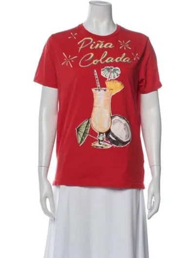Pre-owned Moschino Graphic Print Crew Neck T-shirt In Red