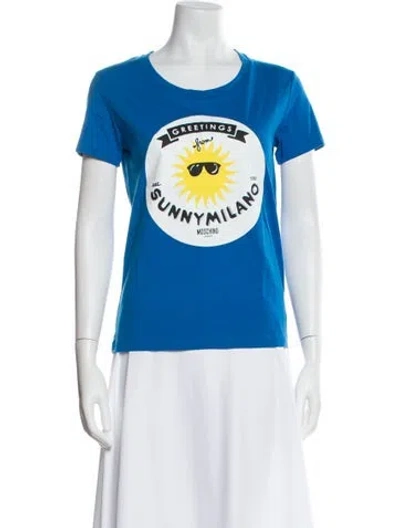 Pre-owned Moschino Graphic Print Crew Neck T-shirt W/ Tags In Blue