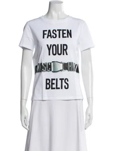 Pre-owned Moschino Graphic Print Crew Neck T-shirt In White