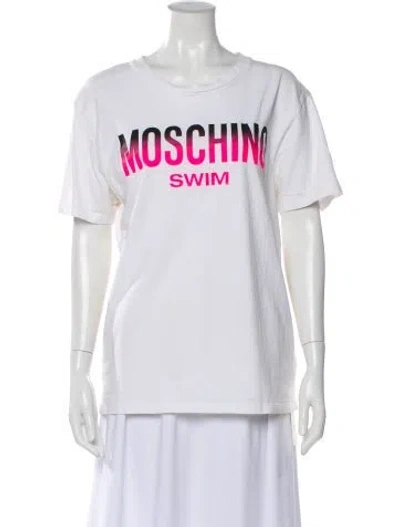 Pre-owned Moschino Graphic Print Crew Neck T-shirt In White