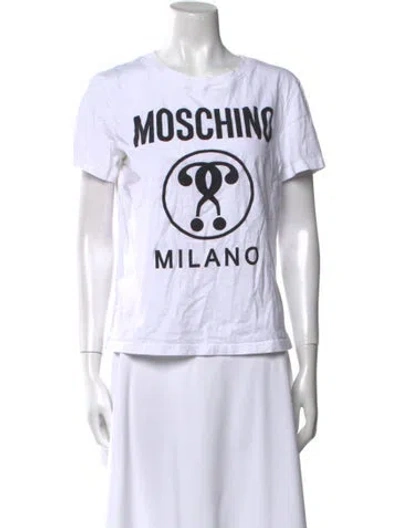 Pre-owned Moschino Graphic Print Crew Neck T-shirt In White