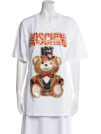 Pre-owned Moschino Graphic Print Crew Neck T-shirt In White