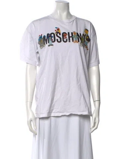 Pre-owned Moschino Graphic Print Crew Neck T-shirt In White