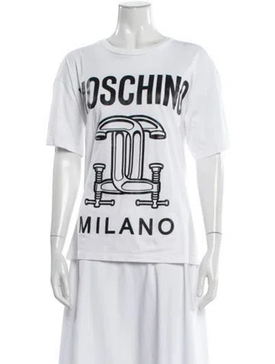 Pre-owned Moschino Graphic Print Crew Neck T-shirt In White