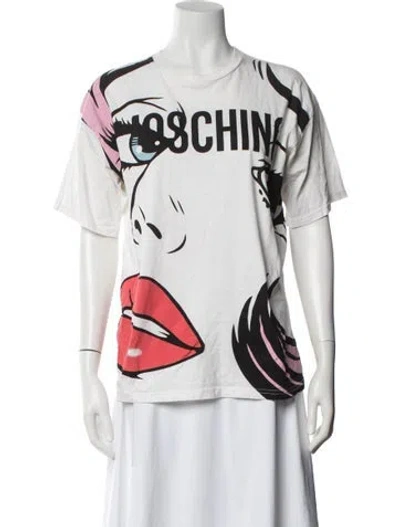 Pre-owned Moschino Graphic Print Crew Neck T-shirt In White
